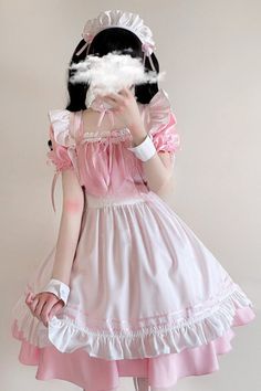 ❤︎ Short Sleeve Pink Maid Dress Set❤︎ Pink Maid Dress, Maid Cosplay, Maid Outfit, Kawaii Fashion Outfits, Maid Dress, Adult Halloween Costumes, Dress Set, Cosplay Outfits, Halloween Cosplay