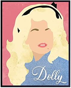 a woman's face with the words dolly on it