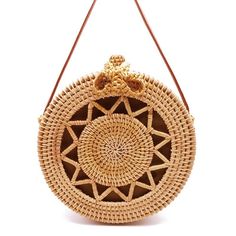 Round Straw Bag, Rattan Handbags, Pocket Handbag, Bohemian Bags, Estilo Boho Chic, Rattan Bag, Handbags Casual, Boho Accessories, Straw Bags