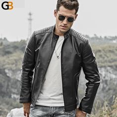 The casual style makes this jacket perfect for casual occasions. Also, the product comes in black and is suitable as formal wear too. You will fall for this jacket with its quality sheepskin material and standing collar. Also, it has fine detailing and has a polyester lining material underneath. This jacket ensures great comfort all day long.

Specifications
Gender: MEN
Outerwear Type: Leather & Suede
Material: Sheepskin
Clothing Length: REGULAR
Sleeve Length(cm): Full
Thickness: STANDARD
Hooded Rugged Men, Real Leather Jacket, Standing Collar, Leather Motorcycle Jacket, Leather Jacket Men, Jacket Sale, Nappa Leather, Lambskin Leather, Leather Coat