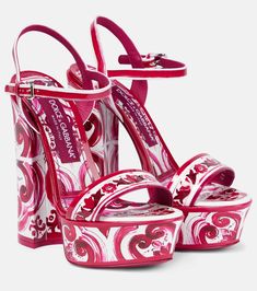 Hand Painted Heels, Vacation Shoes, Modern Sandals, Dolce Gabbana Shoes, Open Toe High Heels, Leather Platform Sandals, Platform Heels Chunky, Chunky Heels Sandals, The Platform