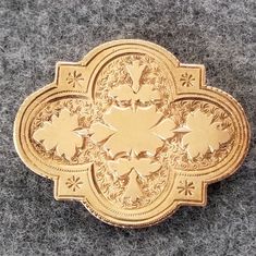 Lovely Antique Brooch From The 1800s Made Of Solid 14k Yellow Gold. It Has A Beautiful Engraved Leaf Design With Raised Flat And Shiny Sections. Tube Hinge And Tiny Loop That You Can Attach A Jump Ring To Wear As A Pendant. The Pin Is Not Marked But The Front Section Acid Tested As 14k. The Clasp And Pin Stem Are Not Solid Gold. The Clasp Had Been Replaced At Some Point With A Rollover C Clasp. This Piece Is In Good Condition For Its Age. Normal Light Surface Scratches And Some Original Darkened Formal Engraved Yellow Gold Brooches, Ceremonial Engraved Yellow Gold Brooches, Classic Engraved Yellow Gold Brooch, Victorian Engraved Gold Brooches, Etruscan Jewelry, Victorian Yellow Gold Collectible Brooch, Vintage Jewelry Antique, Gold Brooch, Antique Brooches