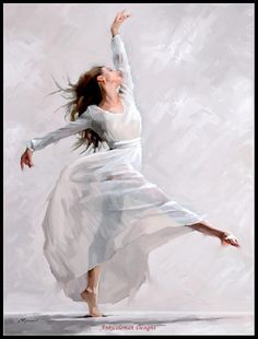 a painting of a woman in white dancing