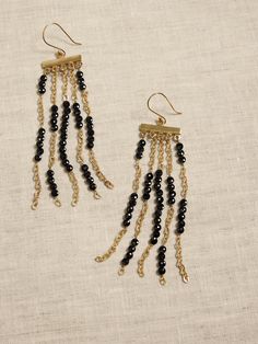 Black Spinel Waterfall Earrings | Aureus + Argent | Banana Republic Modern Black Spinel Jewelry For Gifts, Elegant Black Bead Drop Earrings, Black Faceted Beads Dangle Jewelry, Black Dangle Jewelry With Faceted Beads, Elegant Black Spinel Jewelry With Faceted Beads, Waterfall Earrings, Heirloom Jewelry, Jewelry Styles, Mixed Metal Jewelry