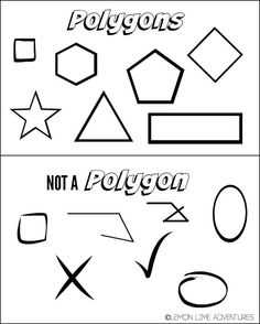 the different shapes and sizes of polygons are shown in this coloring book page