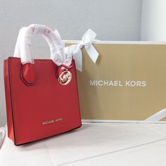 Nwt Michael Kors Mercer Extra-Small Pebbled Leather Crossbody Bag W/ Gift Box Gift Box Included! Crossbody Bag Pebbled Leather 100% Leather From Tanneries Meeting The Highest Standards Of Environmental Performance From Tanneries Meeting The Highest Standards Of Environmental Performance Gold-Tone Hardware 6”W X 6.75”H X 2.5”D Handle Drop: 3” Adjustable Strap: 20.5”-24” Lining: 100% Polyester Snap Fastening Dust Bag Not Included Leather Bags With Original Box For Gifts, Leather Bag For Daily Use, Rectangular Shoulder Bag With Branded Hardware As Gift, Red Shoulder Bag With Original Box For Daily Use, Red Shoulder Bag For Daily Use With Original Box, Designer Red Box Bag For Everyday, Red Designer Box Bag For Everyday Use, Red Designer Everyday Box Bag, Designer Red Box Bag For Gift