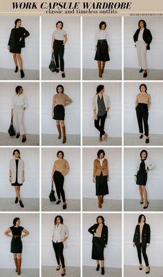 Basics Work Wardrobe, Chic Work Capsule Wardrobe, Where To Work Outfits, Women Work Capsule Wardrobe, Workwear Basics Women, Basic Work Capsule Wardrobe, Elegant Style Capsule Wardrobe, Work Outfit Basics, Basics Work Outfit