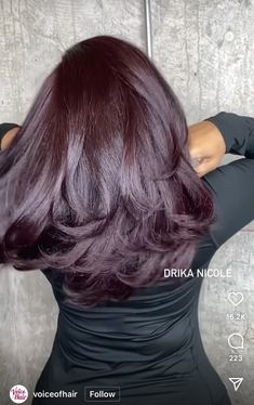 Cherry Black Hair Color Dark Brown, Dark Plum Hair Color On Black Women, Dark Burgundy Hair Black Women, Eggplant Hair Color, Aubergine Hair, Aubergine Hair Color, Dark Plum Hair Color, Burgundy Natural Hair, Eggplant Colored Hair