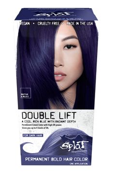 image of product box, double lift color, front side Permanent Blue Hair Dye, Hair Dye For Dark Hair, Dye For Dark Hair, Deep Purple Hair, Midnight Hair, Violet Vibes, Blue Hair Dye, Splat Hair Color, Dark Hair Dye