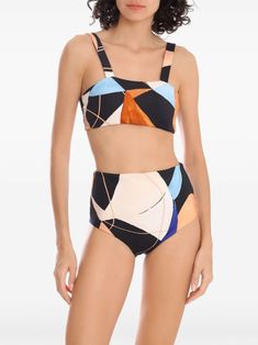 Brigitte Tina Bikini - Farfetch Chic Multicolor Triangle Top Swimwear, Chic Multicolor Swimwear, Chic Multicolor Printed Swimwear, Yoko London, Be Mindful, Design Geometric, Iconic Bags, Exclusive Fashion, Ballet Flat Shoes