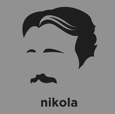 a black and white photo of a man's face with the words nikola on it