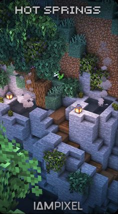 Minecraft Realm Builds, Minecraft Mountain Building Ideas, Minecraft Cave House Exterior, Minecraft Dam Ideas, Minecraft Ravine Build, Minecraft Staircase Design Outside, Underwater City Minecraft, Well Design Minecraft, Minecraft Cave Town