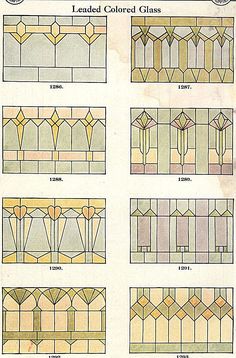 stained glass windows with different colors and sizes, including the one shown above them is an example