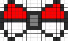 a cross stitch pattern with red and white hearts on black, gray and white squares