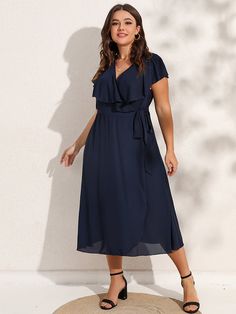 51403799-b3b3-4236-bbfc-e2715ca3ea66 Blue Plus Size Dresses, Wedding Evening Dresses, Sensual Dress, Curvy Dresses, Wrap Maxi Dress, Summer Plus Size, Dresses To Wear, Curvy Dress, Ruffled Maxi Dress