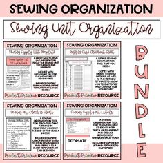 the sewing organization poster is shown with instructions to make it easier for you to use