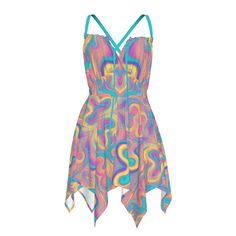 This psychedelic hippie dress is not just a garment; it's an expression of free-spirited style, designed to make you stand out with its lively hues and comfortable silhouette. Key Features: 🌈 Trippy Fairy Design: The colorful and mesmerizing print captures the essence of a psychedelic fairyland, adding a touch of magic to your wardrobe. 👗 Slip Dress Silhouette: The easy-breezy slip dress style offers both style and comfort, making it an ideal choice for music festivals, casual outings, and warm summer days. 🎶 Music Festival Essential: Dance to the rhythm of your favorite tunes with this vibrant dress that's perfect for music festivals and raves, allowing you to express your unique style. 🌞 Everyday Comfort: Beyond festival fashion, this dress is versatile enough for everyday wear, prov Hippie Patterned Festival Dress, Festival V-neck Dress With Vibrant Print, Flowy Tie-dye Dress For Festival, Flowy Tie-dye Maxi Dress For Festivals, Tie-dye Summer Festival Dress, Fairy Design, Festival Mode, Vibrant Dress, Festival Essentials