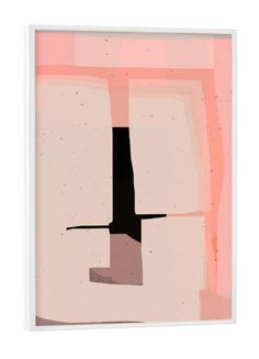 an abstract painting in pink and black on a white background with the letter f above it