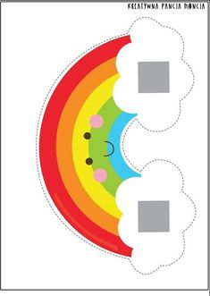 an image of a cut out of a rainbow with two faces and one face in the center