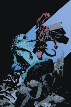 an image of a man riding on the back of a giant lizard in front of a blue sky