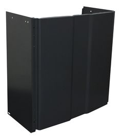 a black wall mounted enclosure on a white background