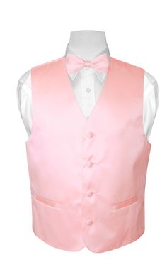 a pink vest with a white shirt and bow tie