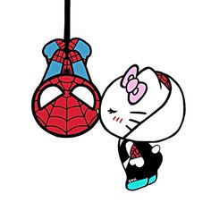 an image of spiderman and hello kitty