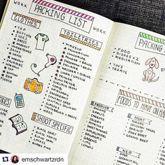 “How seriously adorable is this #packinglist from @emschwartzrdn? I so many #lists on post it notes and random pieces of paper, of COURSE I should keep it…” How To Bullet Journal, Bullet Journel, Bullet Journal For Beginners, Bullet Journal Ideas, Trip Planner, Bullet Journal Layout, Journal Layout