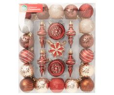 an assortment of christmas ornaments in a package