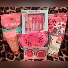 A New Watermelon Scented Spoil Me Bundle. Included Is A Beautiful Tote Bag With Beaded Watermelons. (Refer To Photos) Included Is Also 1) Watermelon W/ Coconut Oil Hand Soap. 1) Watermelon Moisturizing Bath Soak W/ Vegan Collagen, Shea Butter, Kiwi & Avocado Oils. 1) Watermelon Sugar Face Scrub W/ Cactus Water For Hydration. It Is Cruelty-Free & Smooths The Skin. 1) Watermelon Make-Up Case W/ 4 Make-Up Remover Towels. 1) Watermelon Lip Scrub 1) Watermelon Lip Conditioner 1) Watermelon Lip Plumpe Skin Care Watermelon, Watermelon Makeup Products, Watermelon Lotion, Watermelon Lip Scrub, Watermelon Scented Products, Watermelon Face, Cactus Water, Sugar Scrub For Face, Lip Conditioner