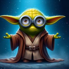 an image of yoda with goggles on his face and hands out to the side