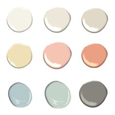 six different shades of paint on a white background