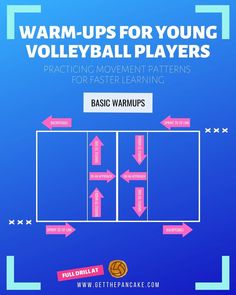 the diagram shows how to warm up for young volleyball players, and how they can use them