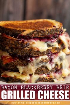 grilled cheese sandwich with bacon and blackberries