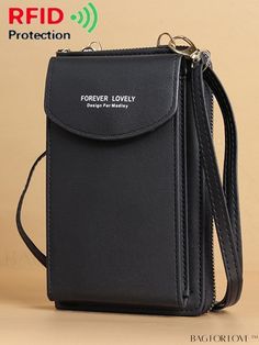 BagForLove - Stylish Womens Crossbody Bag with Long Handle Zippered Phone Shoulder Bag, Black Phone Bag With Zipper Pocket, Black Shoulder Phone Bag With Zipper Pocket, Black Phone Shoulder Bag With Zipper Pocket, Black Phone Bag With Zipper Pocket Crossbody, Black Phone Bag With Zipper Closure, Business Casual Work, Word Wrap, Style Minimalist