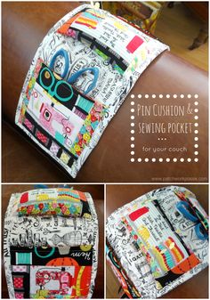 this is an image of a purse made out of fabric and sewing material, with instructions to make it