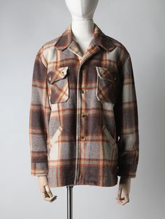 "thick wool plaid shacket. two buttons chest pocket. two deep hand pockets. unlined. buttoned throat latch (one button had been replaced). made in korea. label: Miclad material: unmarked. feels like wool or wool blend. condition: excellent size: L shoulder 18\" bust 44\" sleeve 22.5\" length 28\" *PLEASE PROVIDE CONTACT NUMBER UPON CHECKOUT, THANK YOU!*" Plaid Flannel Outerwear With Pockets, Plaid Wool Button-up Outerwear, Classic Flannel Outerwear With Button Closure, Single Breasted Wool Shacket For Fall, Wool Single Breasted Shacket For Fall, Wool Single-breasted Shacket For Fall, Classic Button-up Flannel Outerwear, Wool Button-up Flannel Shirt For Fall, Wool Flannel Button-up Shirt For Fall