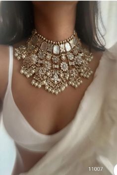 Hot Selling Sabyasachi Inspired Premium Fusion Uncut Polki Kundan Off white color Bridal Choker / Free Shipping / Stylish Bridal Choker Set Easy to wear, Light in weight & gives you a classy Look. It can be wear in festival occasion  GIFT FOR HER , A perfect Valentine Gifts for Girlfriend / Wife or indulge yourself with these beauties. Material: Gold Plated Necklace Set For : Women and Girls Making 10 to 15 days  Women love jewelry; specially artificial jewelry adore a women, They wear it on dif Indian Heavy Jewellery, Sabya Sachi, Polki Bridal Jewellery, Indian Wedding Jewelry Sets Brides, Desi Bridal Jewelry, Sabyasachi Jewellery Bridal Collection, Bridal Necklaces, Festive Accessories