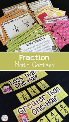 fraction numbers and place value cards with the words fraction on them