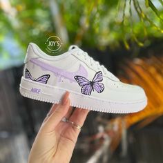 Dripping Purple Custom Air Force 1 Sneakers with Butterflies. Low, Mid & High top Custom Forces, Painted Af1, Air Force 1 Sneakers, Custom Painted Shoes, Painted Sneakers, Nike Air Force 1 High, Air Force 1 Mid, Air Force 1 High, Custom Air Force 1