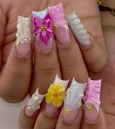 Cutesy Nails, Vacay Nails, Butterfly Nails, Long Acrylic Nail Designs, Cute Nails For Fall, Long Acrylic, Butterfly Nail