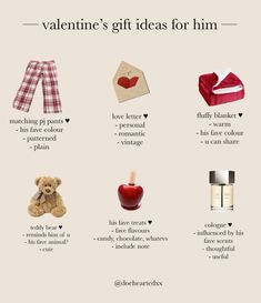 valentine's day gift ideas for him and her, including gifts from the store