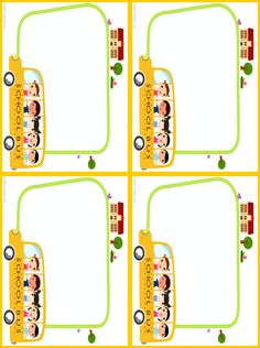 four yellow school buses with people in them