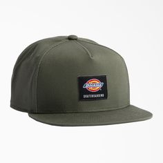 Simple, understated styling makes this Dickies Skateboarding cap perfect for daily wearing. The hat has a flat brim, adjustable snapback closure, and 100% cotton twill fabric. Casual Snapback Hat With Flat Bill For Skateboarding, Urban Snapback Hat For Skateboarding With Flat Bill, Green Urban Snapback Hat With Flat Bill, Baseball Cap With Logo Patch And Flat Brim, Urban Snapback Hat For Skateboarding, Adjustable Flat Brim Baseball Cap For Skateboarding, Everyday Baseball Cap With Logo Patch And Flat Brim, Urban Flat Bill Baseball Cap For Skateboarding, Urban 5-panel Hats For Skateboarding