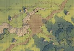 The Halfway Camp, a battle map for D&D / Dungeons & Dragons, Pathfinder, Warhammer and other table top RPGs. Tags: camp, cliff, forest, plains, road, wilderness Pathfinder Maps, Battle Map, Dark Sun, Map Maker, Tabletop Rpg Maps, Adventure Map, Dnd Maps, Rpg Map, Town Map