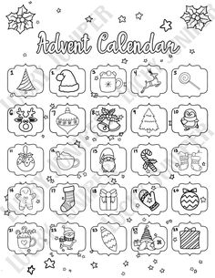 Christmas Calendar Drawing, Christmas Calendar Ideas For Kids, Coloring Advent Calendar, Free Printable Christmas Crafts For Kids, Advent Calendar Drawing, Christmas Kalender, Calendar Drawing Ideas, Picture Advent Calendar, Paper Advent Calendar