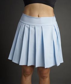 "JUNIOR to PLUS SIZE \"BabyBlue\" PLAID LONG SKIRT 18\"-20\" LONG. (BabyBlue) TO ENSURE YOU ORDER THE CORRECT SIZE SKIRT, PLEASE READ THIS  CAREFULLY; THEN MATCH IT WITH SIZES. ALL OUR SKIRTS ARE ALWAYS MADE WITH A 3\" LONG WAITSBAND + THE LEGNTH OF THE SKIRT. OUR SKIRTS ARE ALL MADE TO ORDER AND THE LENGTH MAY SLIGHTLY CHANGE A FEW CENTIMETERS, BUT WE TRY TO BE AS ACCURATE AS POSSIBLE.  BELOW IF THE FINAL LENGTH OF THE SKIRT. *XSMALL - Waistband measures 28\" around when fully closed. Skirt is Cheap Blue Pleated Skirt, Cheap Light Blue Pleated Skirt, Short Blue Pleated Lined Skirt, Blue Pleated Cotton Mini Skirt, High-waisted Blue Pleated Tennis Skirt, Long Plaid Skirt, Mini Skirt Style, Cheer Skirts, Long Skirt