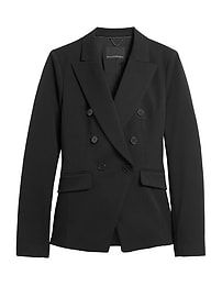 Double-Breasted Blazer | Banana Republic Trendy Double-breasted Formal Blazer, Versatile Spring Formal Blazer, Versatile Formal Spring Blazer, Versatile Formal Blazer For Spring, Versatile Fitted Formal Blazer, Sharp Shoulders, Curated Closet, Peak Lapel, Minimal Jewelry