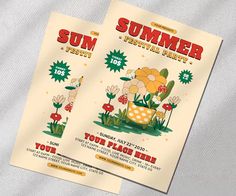 two flyers for a summer festival with flowers