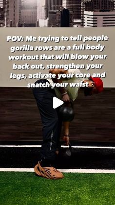 a man kneeling down next to a woman on top of a soccer field with the words poly me trying to tell people how to work that will blow your back out